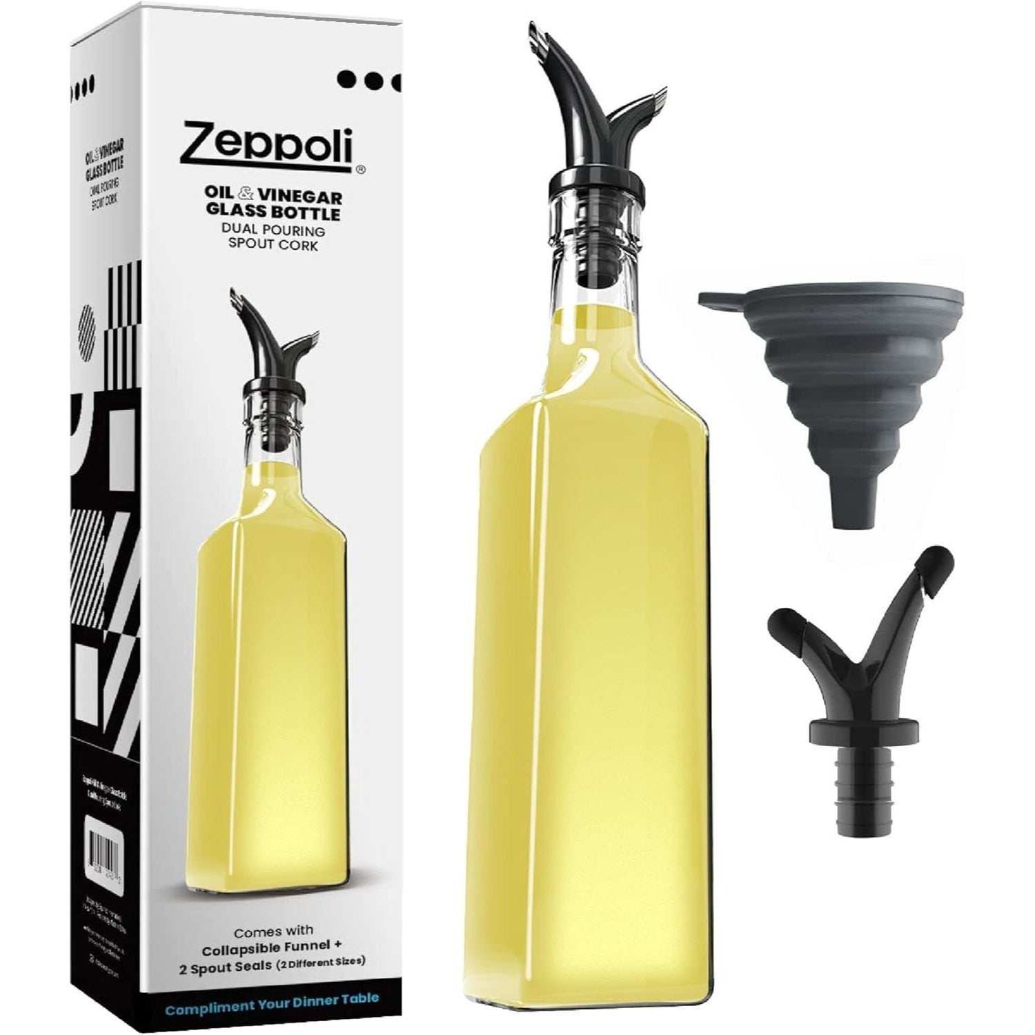Zeppoli 17 oz Oil & Vinegar Glass Dispenser Bottle Set