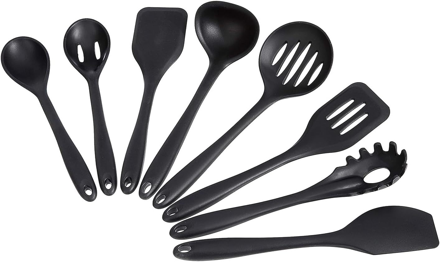 Silicone Non-Stick Heat Resistant Cooking Utensil Set, 8-Piece, Black