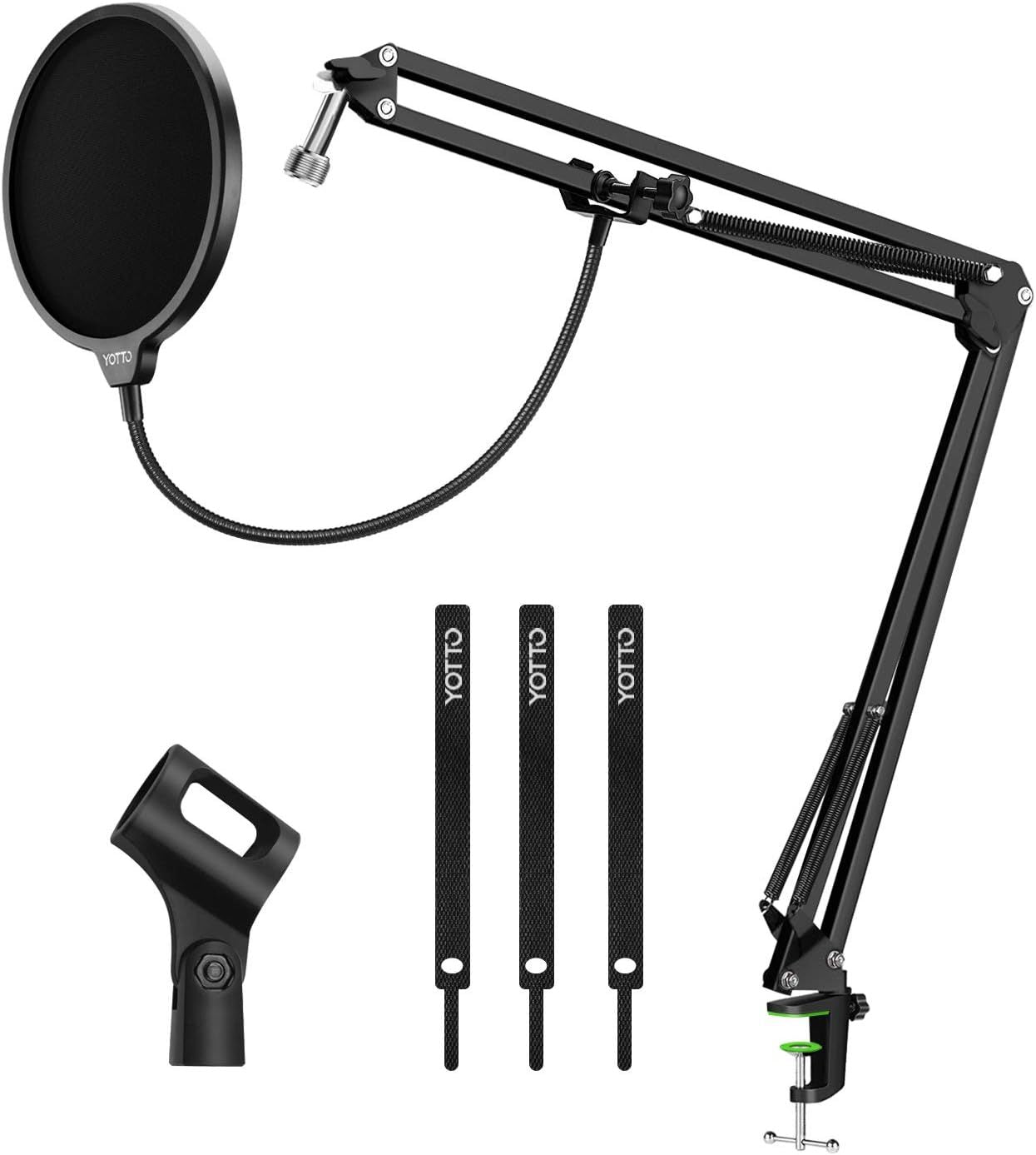 YOTTO Adjustable Microphone Boom Arm Stand with Pop Filter