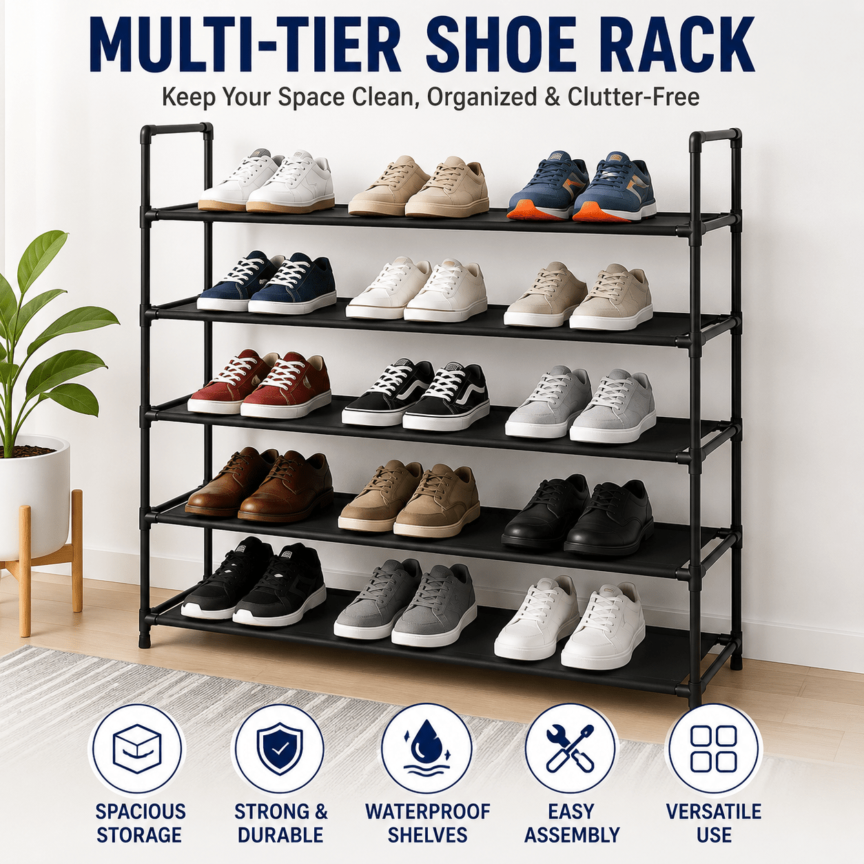 5-Tier Shoe Rack Organizer – Multi-Level Storage Shelf for Shoes