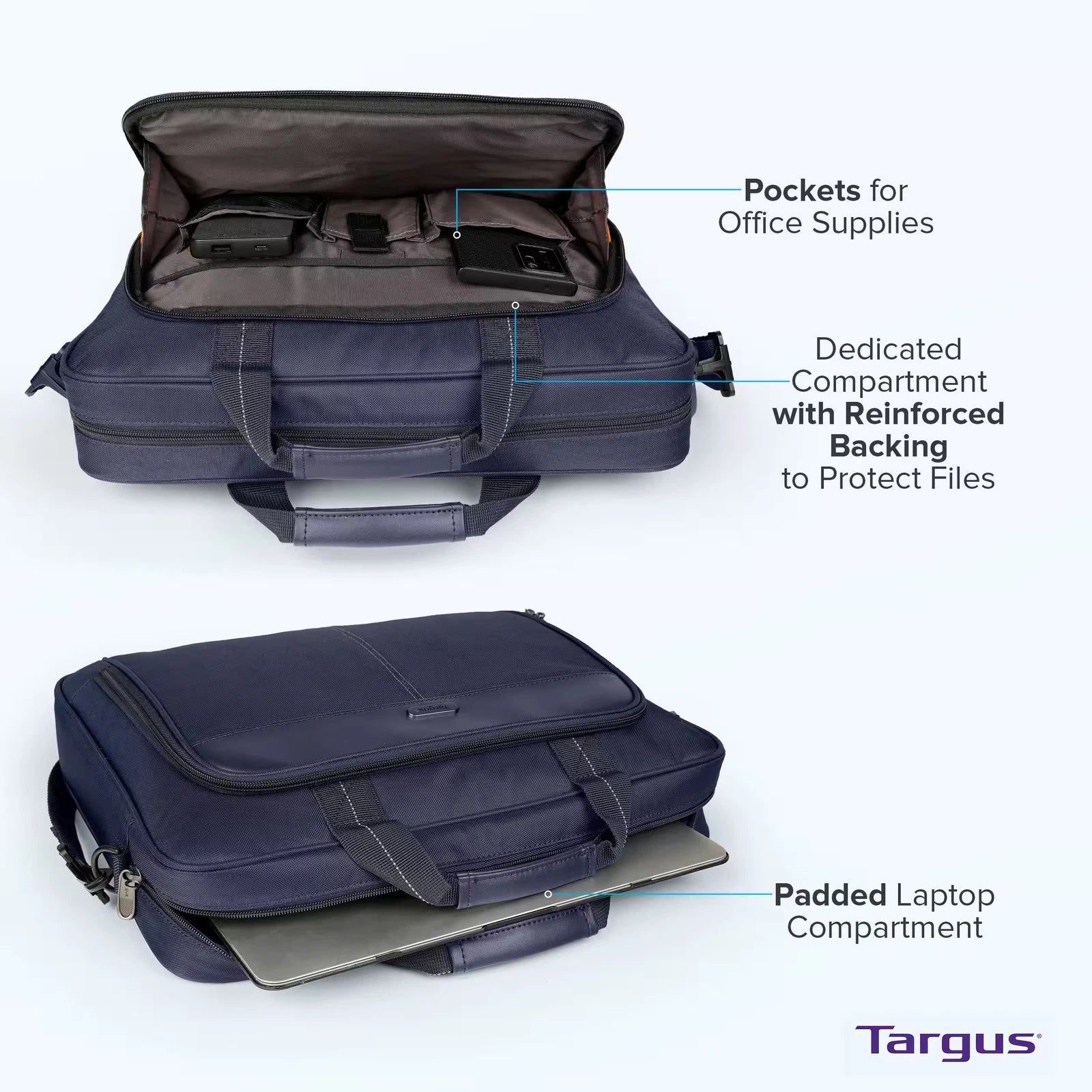Targus TCT02702GL Classic Slim 15–16" Laptop Briefcase, Blue
