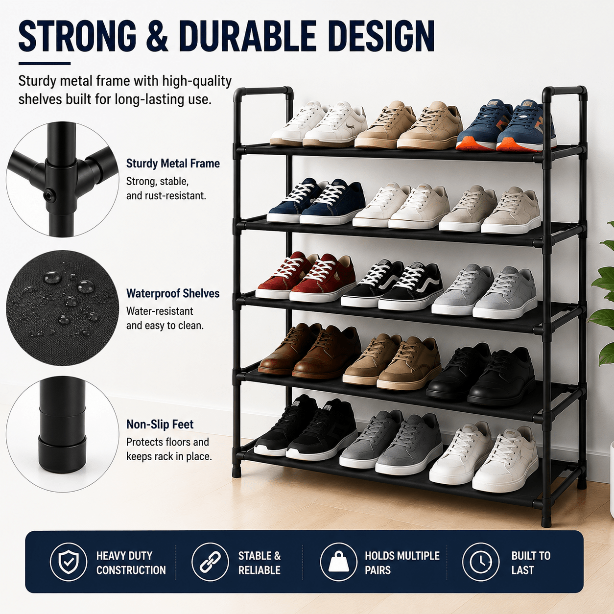 5-Tier Shoe Rack Organizer – Multi-Level Storage Shelf for Shoes