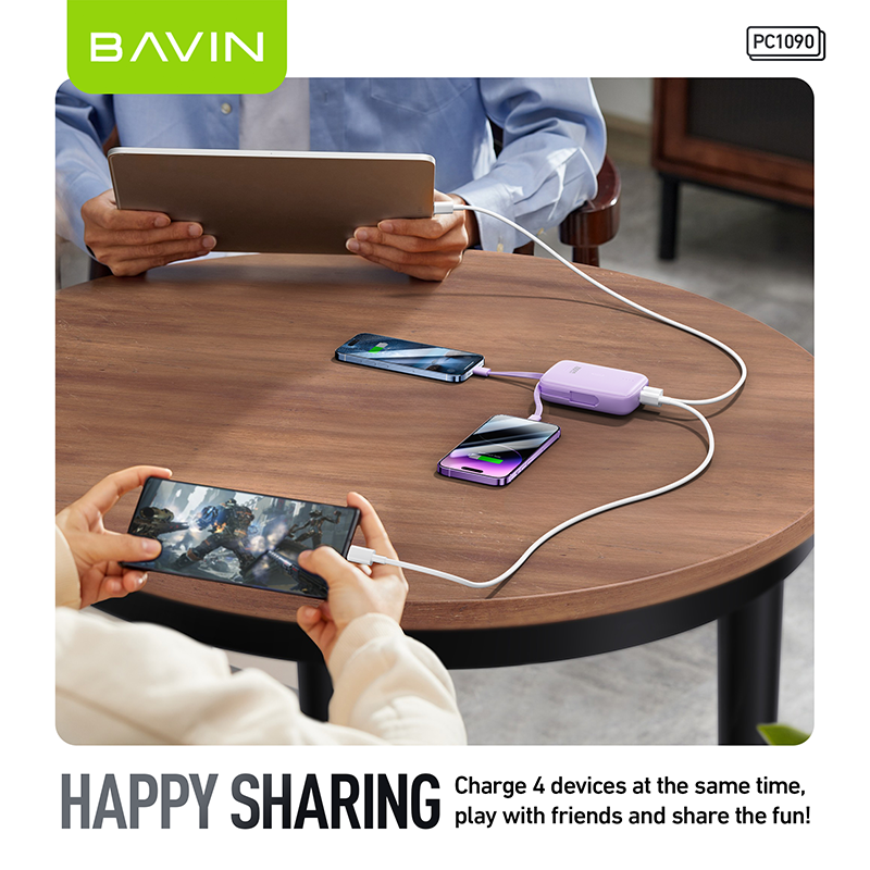 BAVIN PC1090 10000mAh Mini Power Bank with Bidirectional Charging Cable