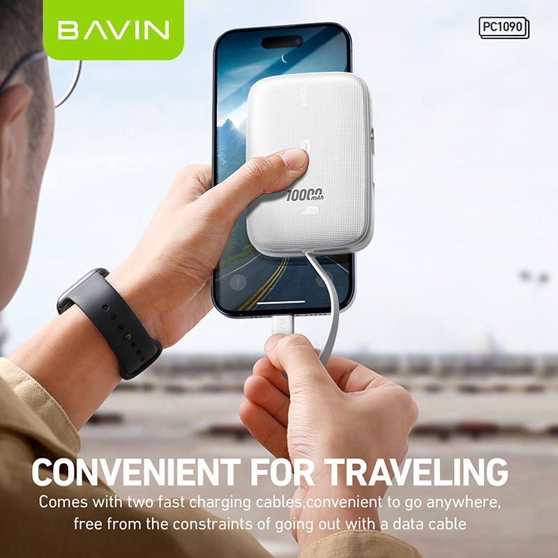 BAVIN PC1090 10000mAh Mini Power Bank with Bidirectional Charging Cable