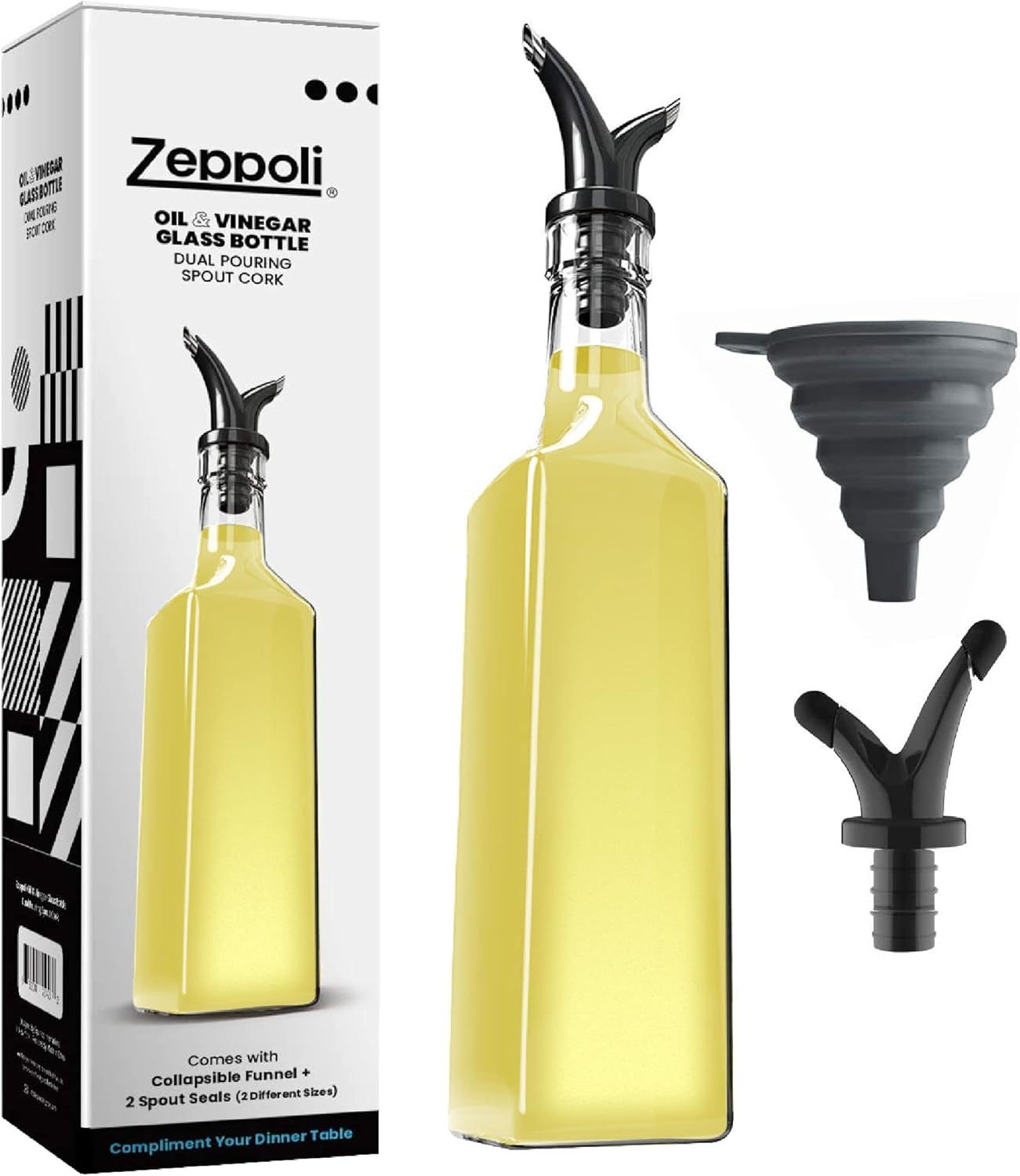 Zeppoli 17 oz Oil & Vinegar Glass Dispenser Bottle Set