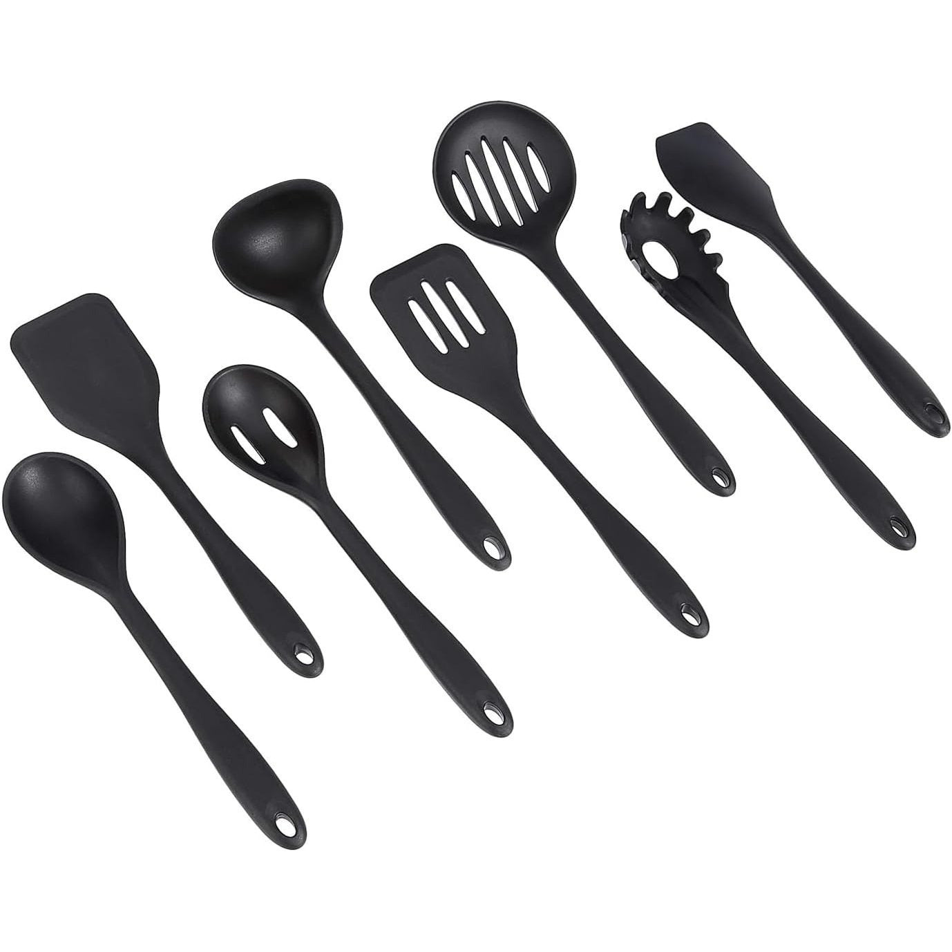 Silicone Non-Stick Heat Resistant Cooking Utensil Set, 8-Piece, Black