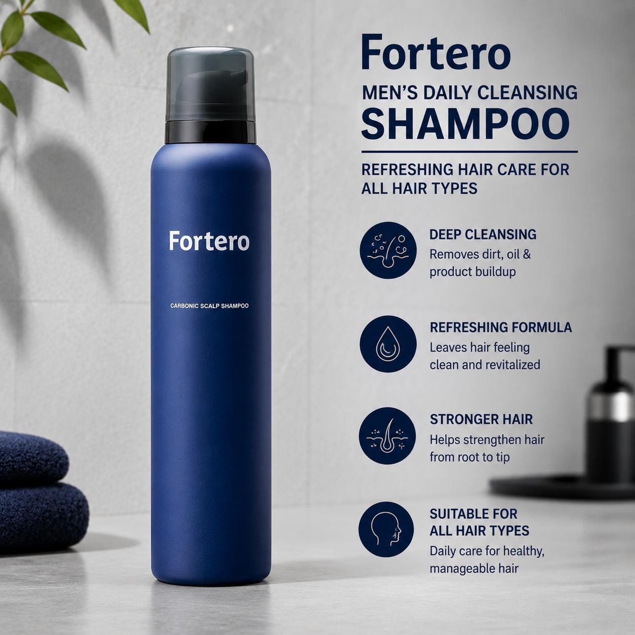 Fortero Men's Daily Cleansing Shampoo for All Hair Types