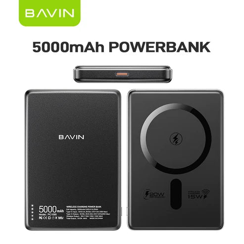 BAVIN PC1095 5000mAh 15W Ultra-Thin Magnetic Wireless Power Bank