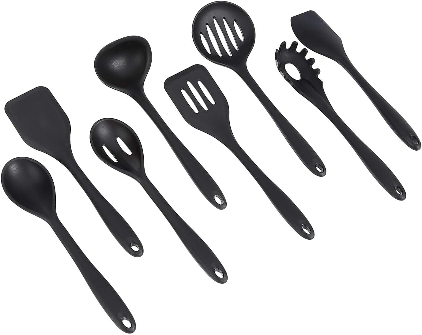 Silicone Non-Stick Heat Resistant Cooking Utensil Set, 8-Piece, Black