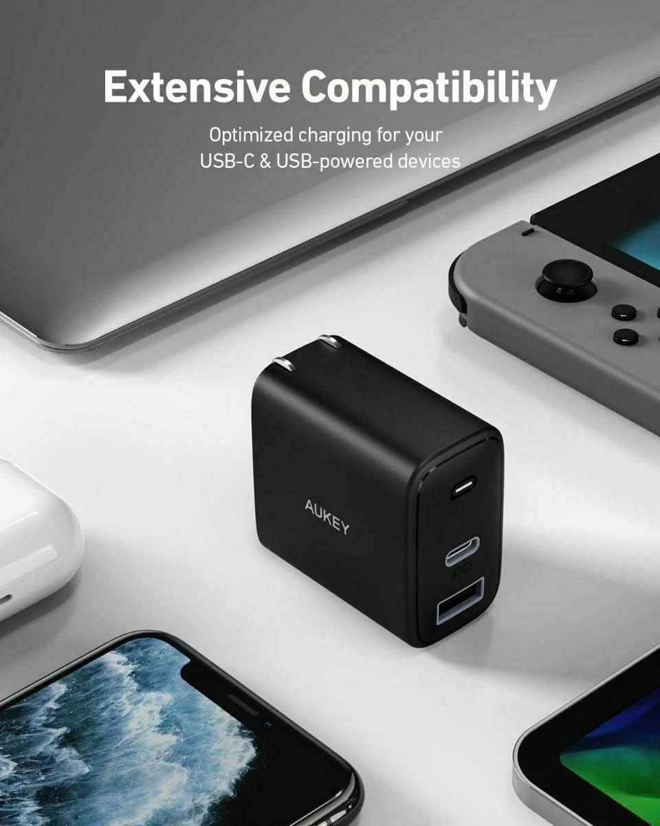 AUKEY 32W Dual-Port PD Wall Charger 5-Pack with USB-C & USB-A