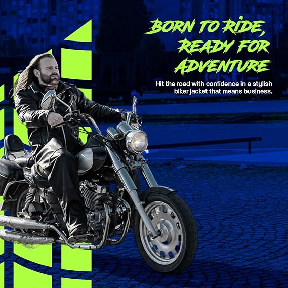 HWK Brando Men's Genuine Leather Motorcycle Jacket – Black Small