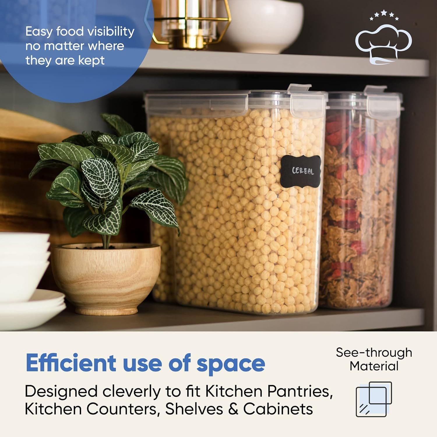 Chef's Path Airtight Cereal Storage Container Set 135.2oz BPA-Free