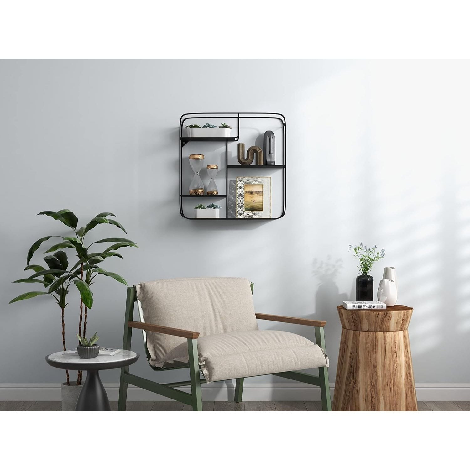 Can-Bramar Square Metal Accent Wall Shelf (CB2406-MB), Matte Black